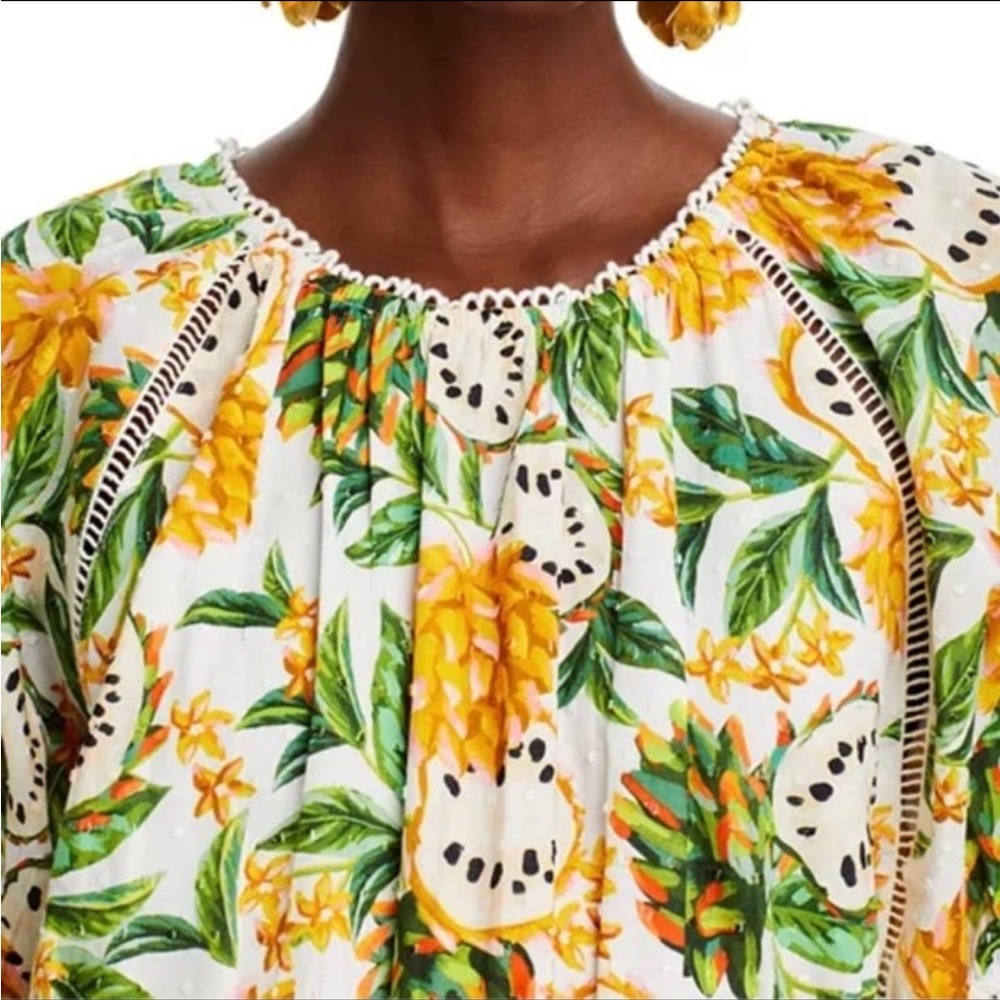 Farm Rio NWT Biriba Cropped Multi Color Tropical Top Size S Resortwear Summer - Picture 3 of 9
